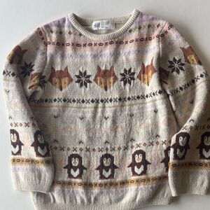 H&M Girls 3T/4T Cream Fair Isle Sweater